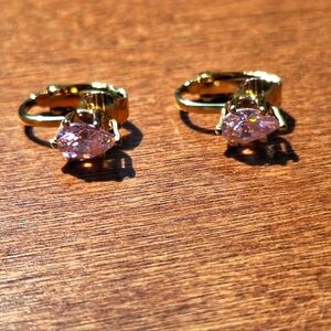 Pink And Gold Tone Clip-on Earrings